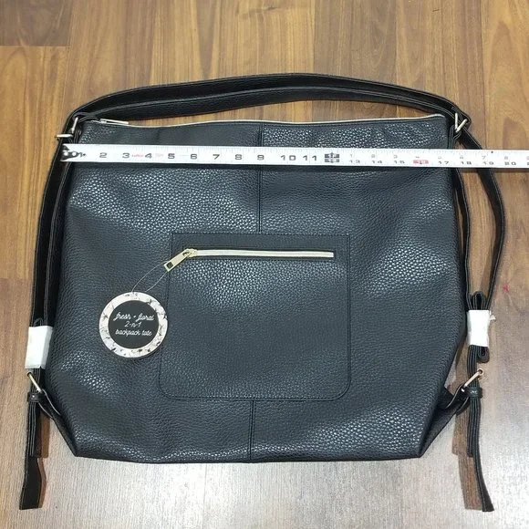 Fresh + Floral 2-n-1 Backpack Tote, Black, New with Tags - Picture 5 of 6